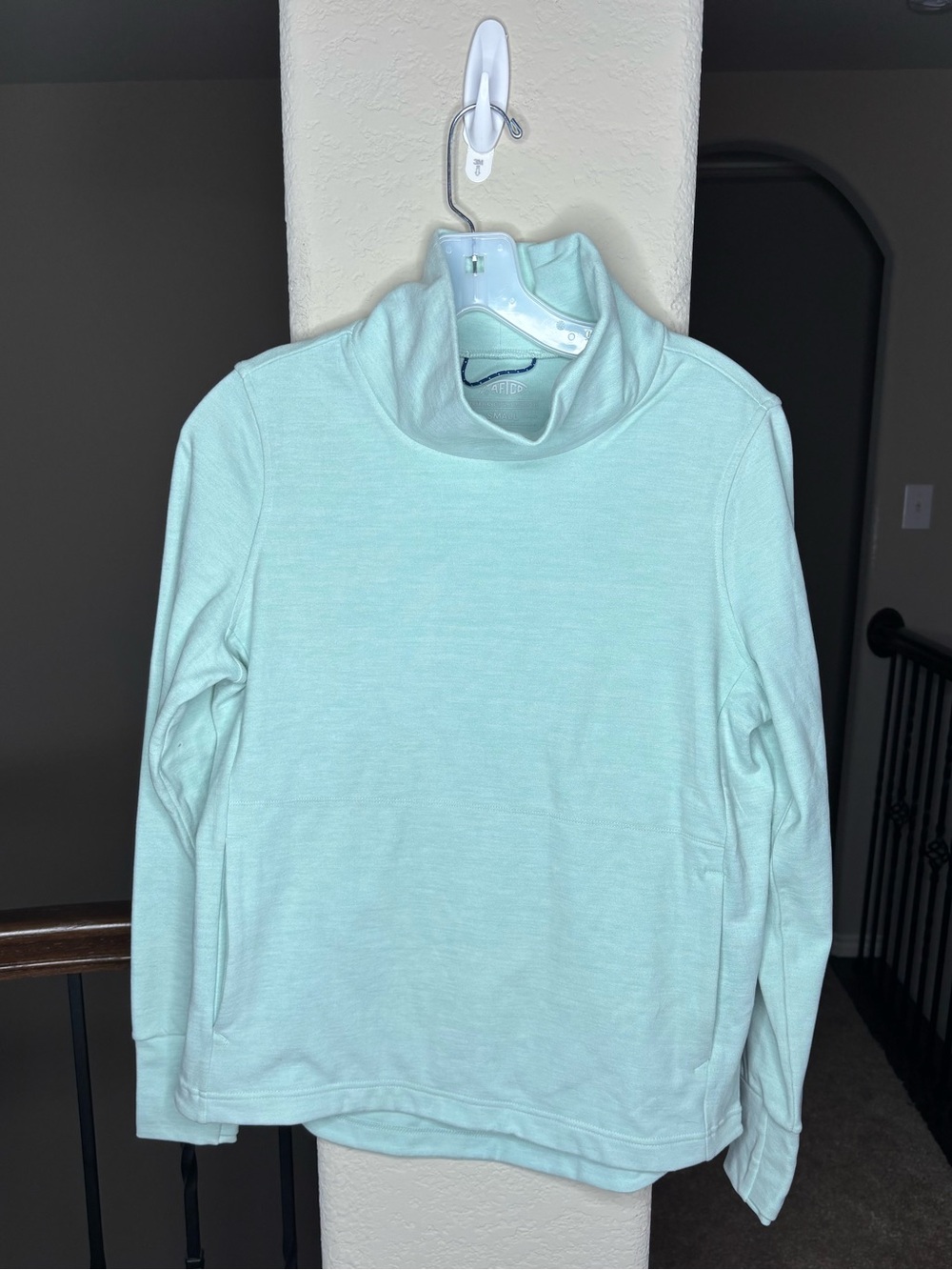 AFTCO Mint Green Turtleneck Pullover Sweatshirt Size S Outdoor Fishing Fall